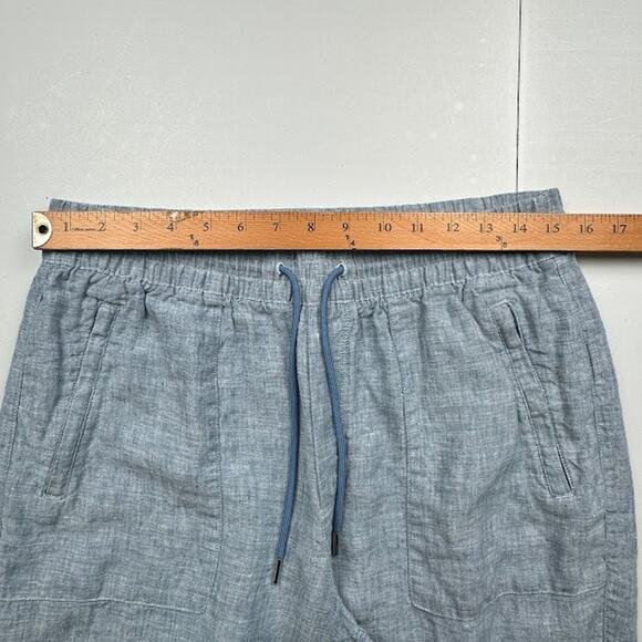 Athleta Pants Womens 8T Blue Linen Retreat Wide Leg Resort Beach Coastal Preppy - Picture 10 of 14
